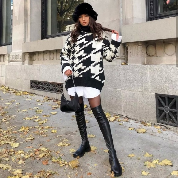 H&M Houndstooth Oversized Chunky Knit Sweater - Picture 12 of 12